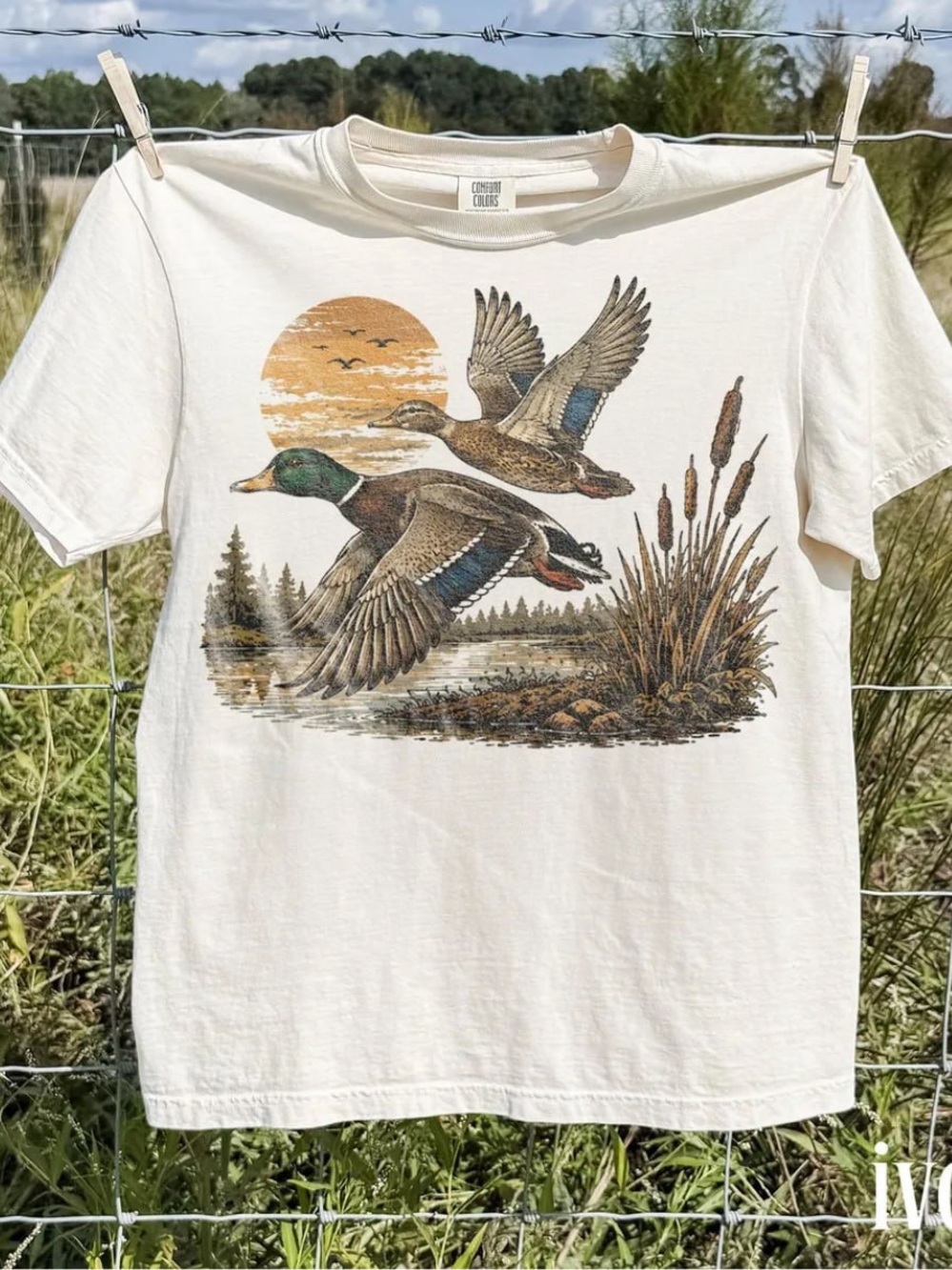 Comfort Colors Ivory Graphic Tee with Mallard Duck Print